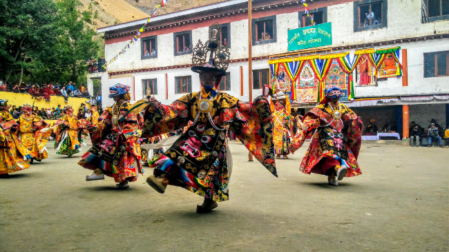 Mask Dance at Chham festival in Kyi Monastery in spiti Valley, India