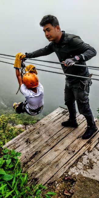 children Zip lining Sohra Cherrapunjee, also known as Sohra, is a high-altitude town in the northeast Indian state of Meghalaya. It's known for its living root bridges, made from rubber trees. To the northeast, Mawkdok Dympep Valley View Point overlooks verdant gorges. In the surrounding hills, the Noh-Kalikai, Dain-Thlen and Kynrem waterfalls plunge from forested clifftops. South of town, Mawsmai Cave is illuminated to show its stalagmites #lighttravelaction #meghalaya #incredibleindia #offbeatindia #northeastindia