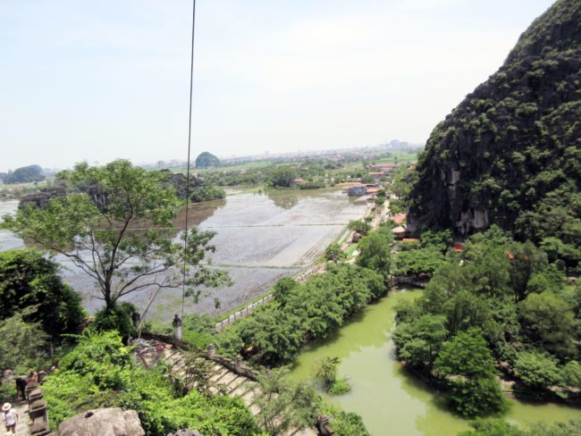 View from Mua Caves of farms and water in Ninh Binh in Vietnam