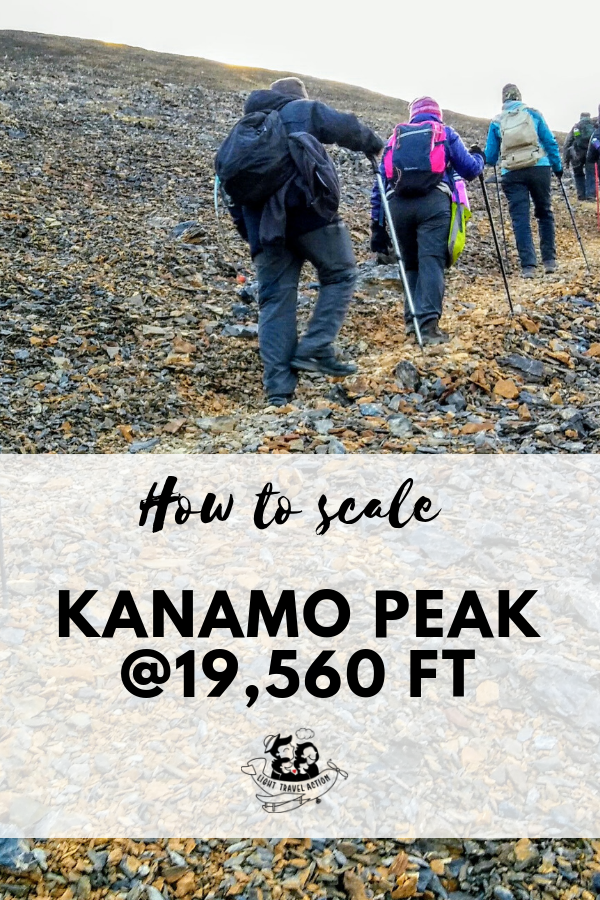 Trekkers climbing the high altitude kanamo peak trek in Spiti, Himachal Pradesh, India