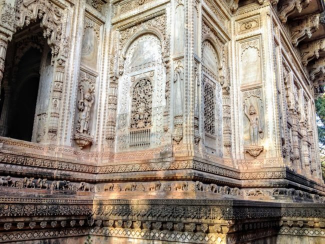 17th-18th century carved arches of Maratha temple in Deo Bagh Gwalior Madhya Pradesh India