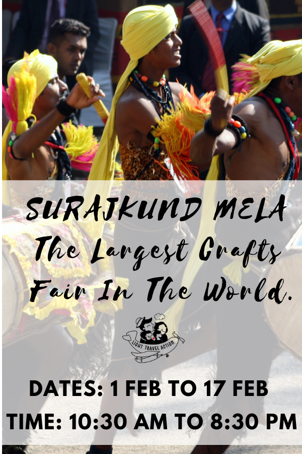 If like me, you love fairs, handicrafts and COLORS then Surajkund Mela 2020 in India is the place to be this February. Click to read my insider’s tips for visiting Surajkund Mela 2020: why to visit, what to do, ticket, budget, hotels, activities, food & MORE #lighttravelaction #SurajkundMela #Surajkund #surajkundmela2020 #surajkundindia #surajkundphotography #surajkundmelahandicrafts #surajkundartsandcrafts #surajkundcraftmela #offbeatindia #incredibleindia