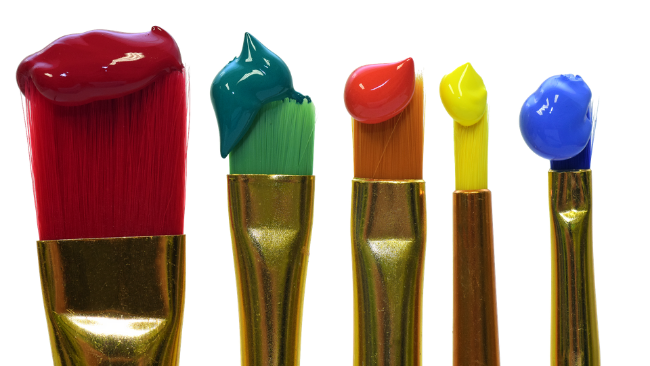 5 brusheswith red, green, orange, yellow and blue bristles and colours.Looking to hone your painting skills but don't know how to paint or what to paint? Click to see a bunch of Easy Painting Ideas that you can totally DIY. This step by step water colour painting tutorial is super easy! Learn with step-by-step picture directions.The following post is a full and detailed step by step painting tutorial #lighttravelaction #easypaintings #easypaintingsforbeginners #easypaintingideas