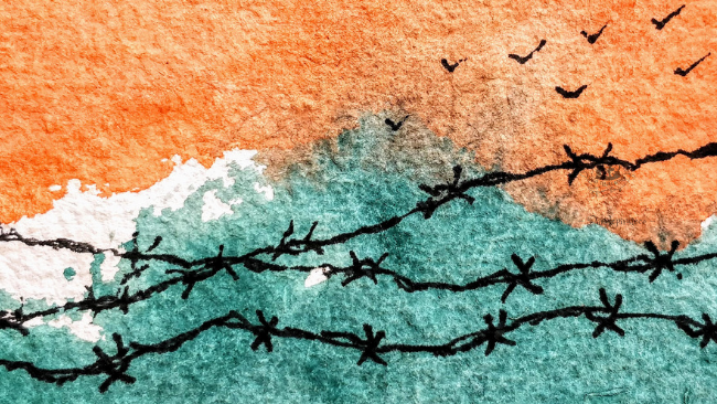 A silhouette of barbed wire across an abstract Indian flag.Looking to hone your painting skills but don't know how to paint or what to paint? Click to see a bunch of Easy Painting Ideas that you can totally DIY. This step by step water colour painting tutorial is super easy! Learn with step-by-step picture directions.The following post is a full and detailed step by step painting tutorial #lighttravelaction #easypaintings #easypaintingsforbeginners #easypaintingideas